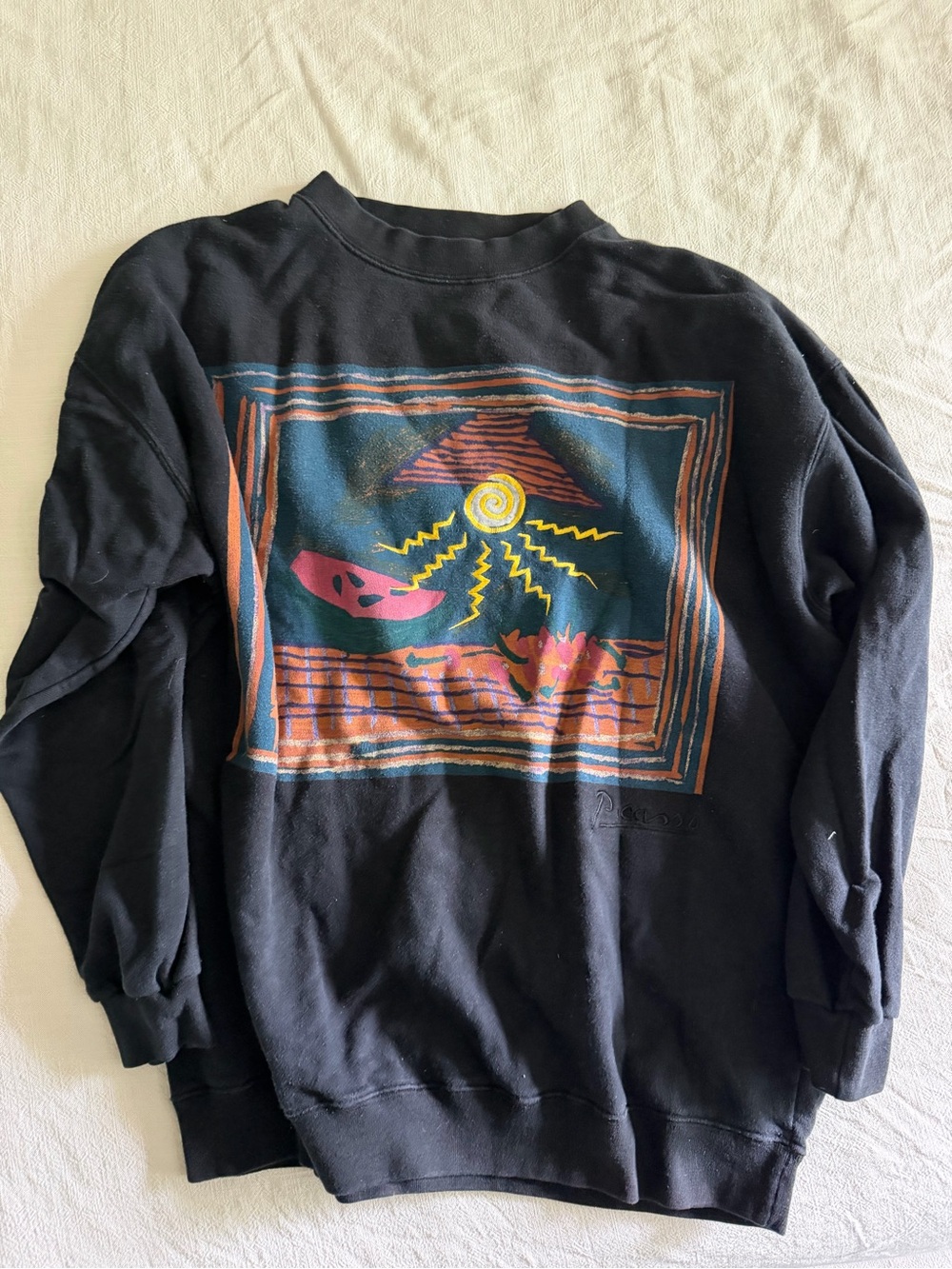 Vintage Picasso black still life with watermelon and cherries L Sweatshirt